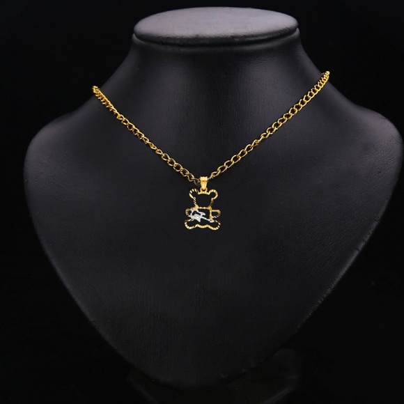 14K Two Tone  Playing Guiter Bear Pendant